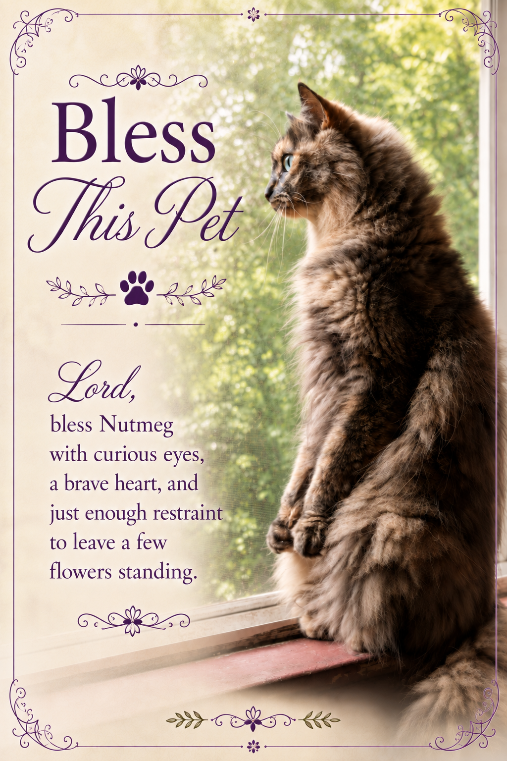 Personalized blessing for Nutmeg the cat